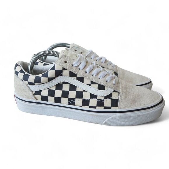 Vans Old Skool Checkerboard Skate Shoes Black / Cream Women's 9.5 - Picture 4 of 11